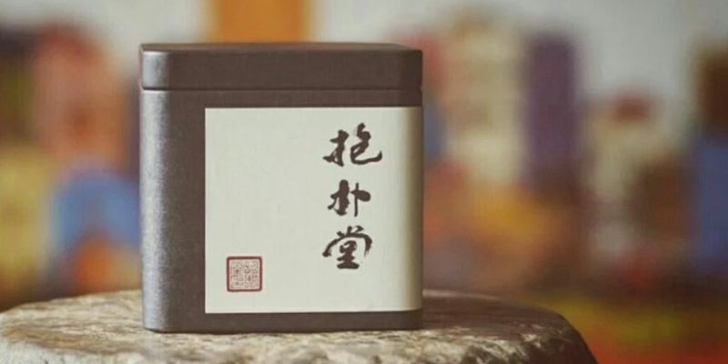 A glass of golden tea with a tea bag steeping inside, set against a softly blurred garden background
